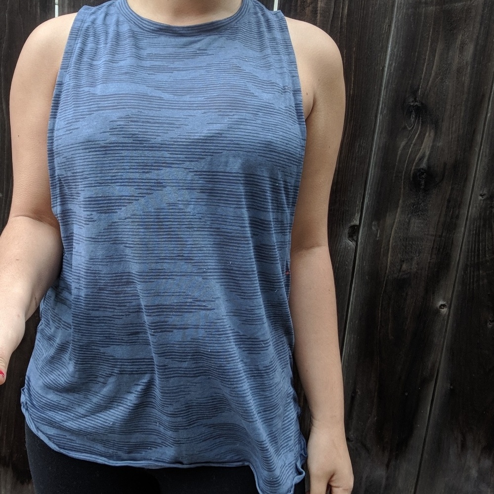 Adidas navy patterned climacool tank L